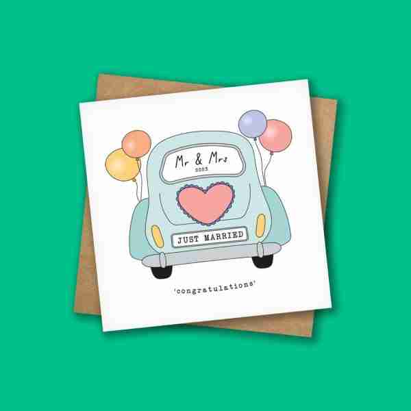 Just Married Car Wedding Card