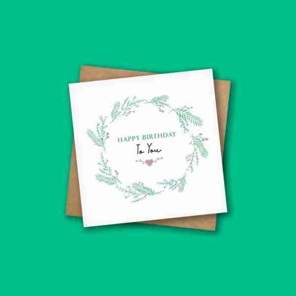 Leafy Wreath Birthday Card