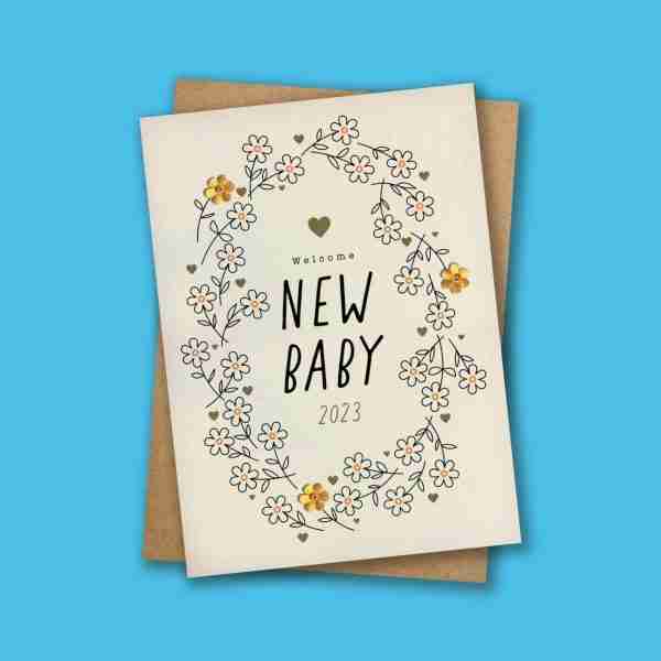 Paper Flowers New Baby Card