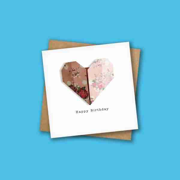 Origami Paper Heart Birthday Card