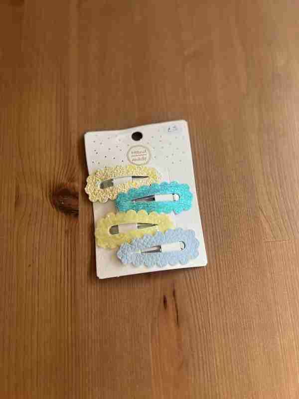 Four Hair Clips in Yellow and Blue