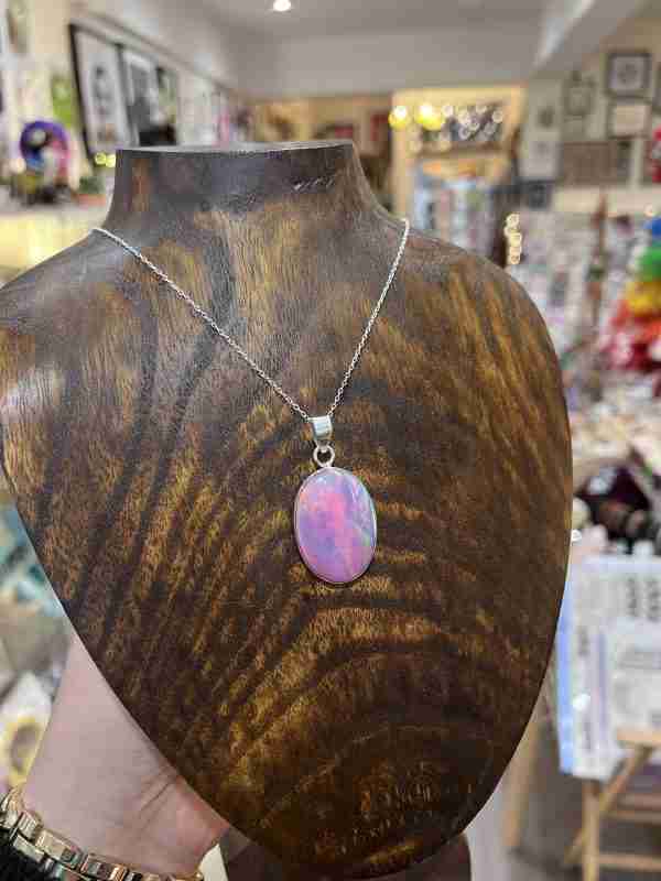 Pink Aura Opal Crystal Necklace